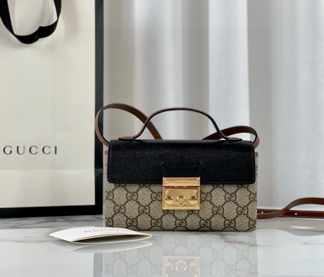 [TOP] GUCCI GG Padlock Bag 18x10x5cm - Black