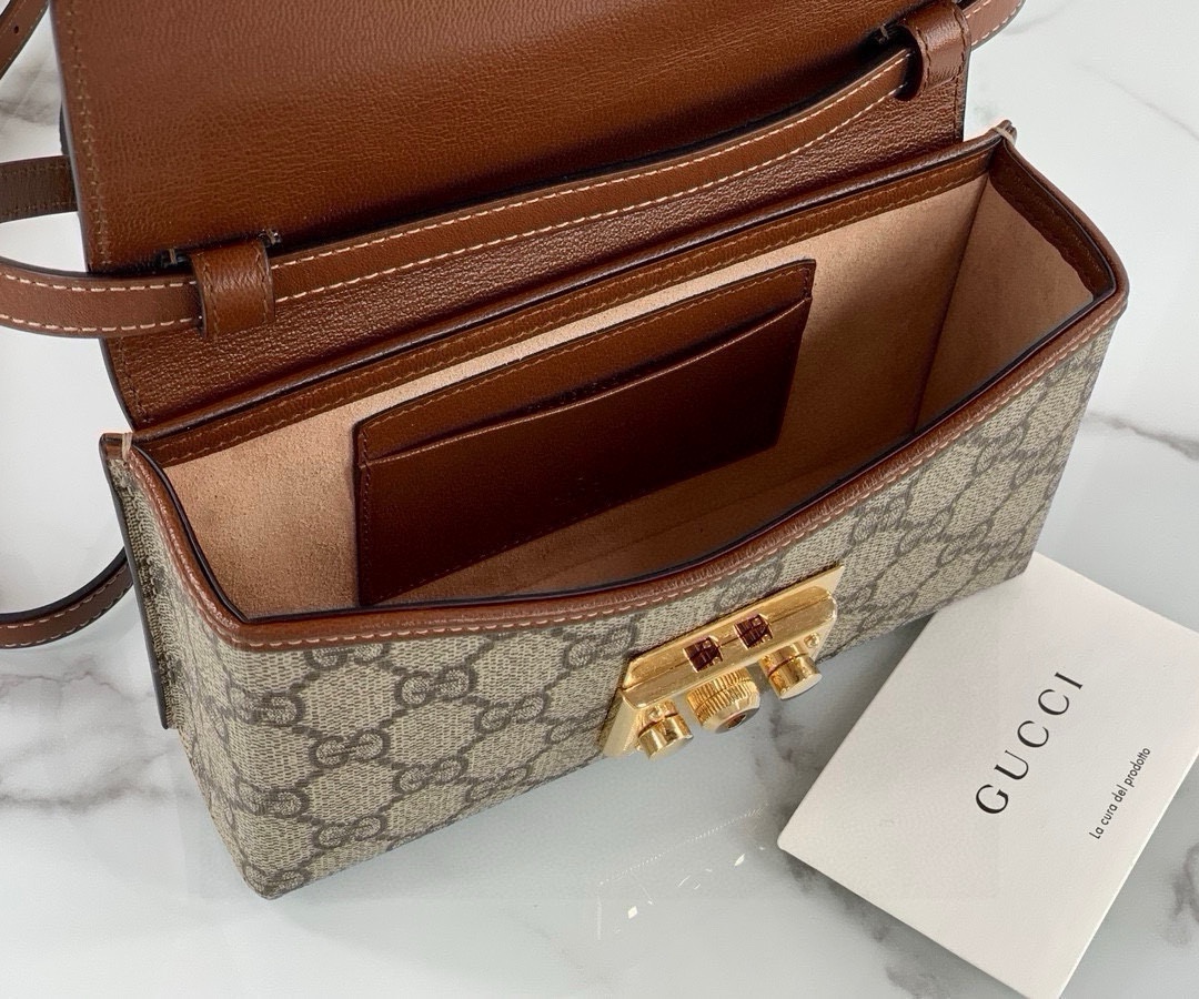 [TOP] GUCCI GG Padlock Bag 18x10x5cm - Black