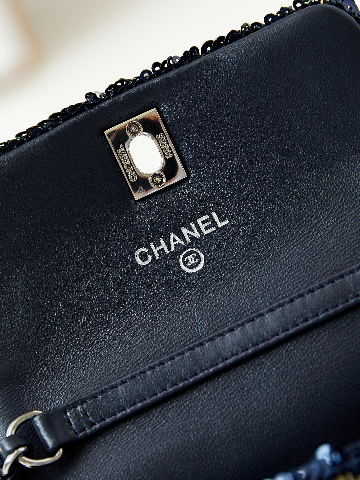 [TOP] CHANEL Flap Bag with Blue Letter Sequins 12cm