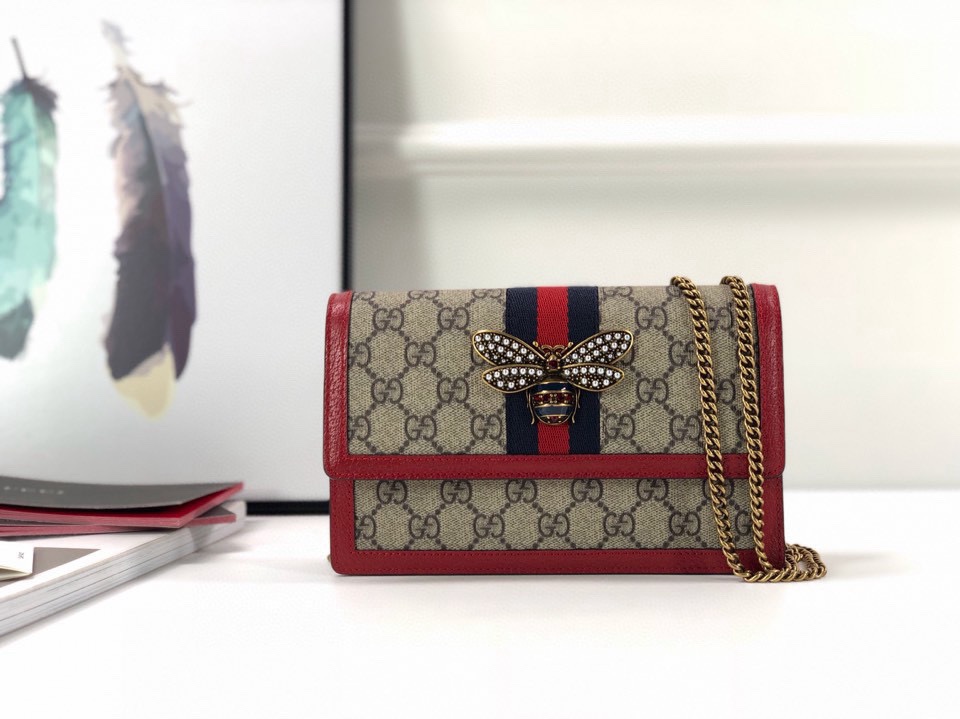 [TOP] GUCCI GG Supreme Monogram Chain Bag 20x12.5x4cm - 2 Color