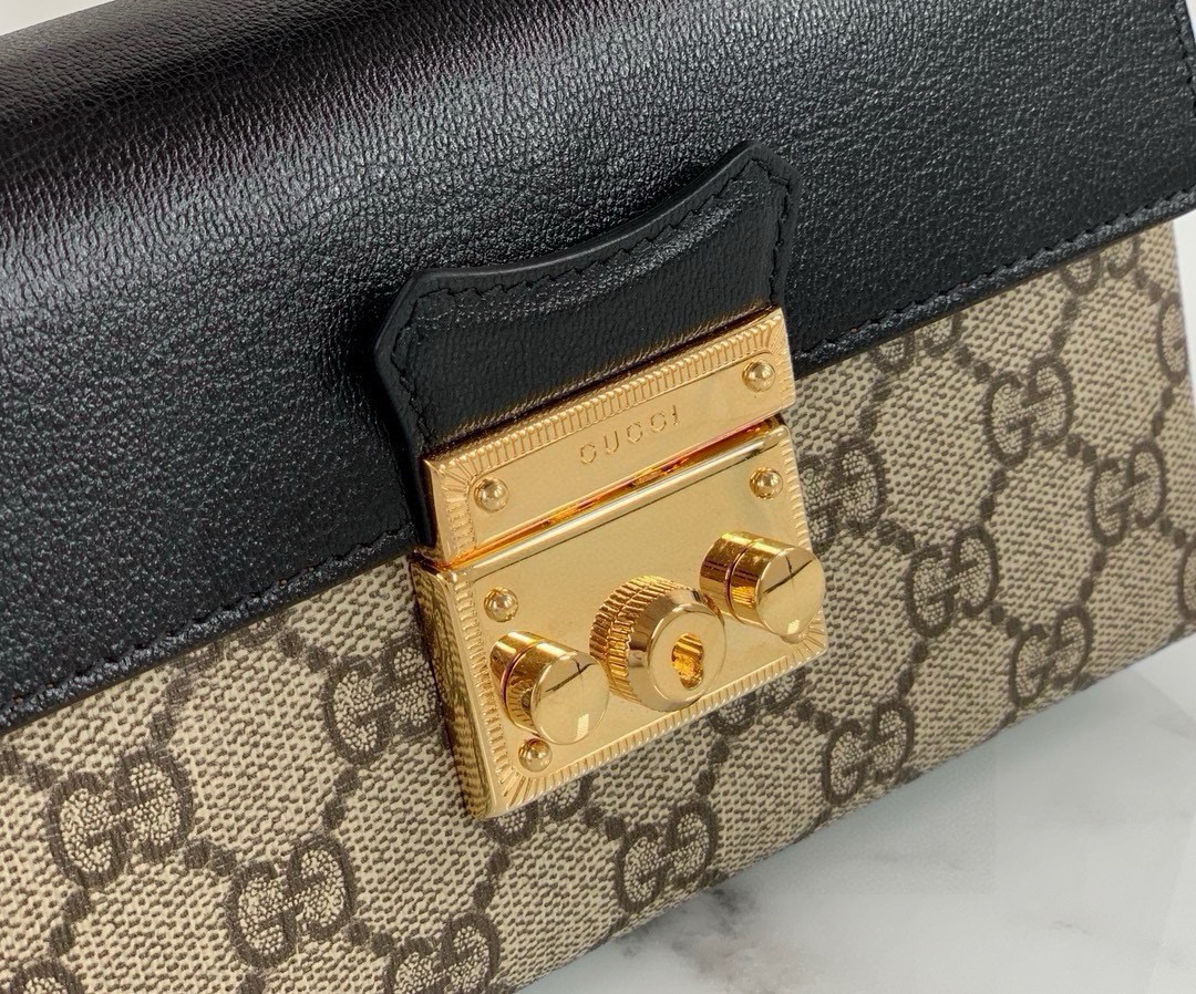 [TOP] GUCCI GG Padlock Bag 18x10x5cm - Black