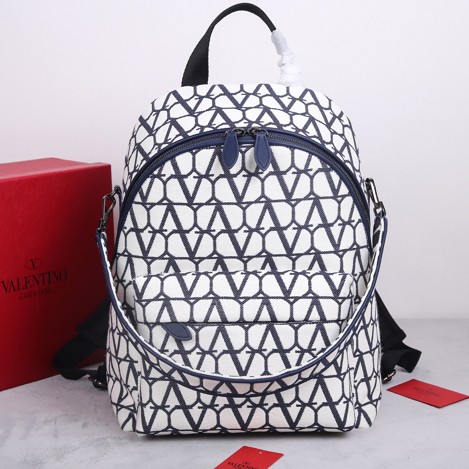 [TOP] VALENTINO Toile Iconographe Zip-Up Backpack 30×40×23 cm-2 Colors