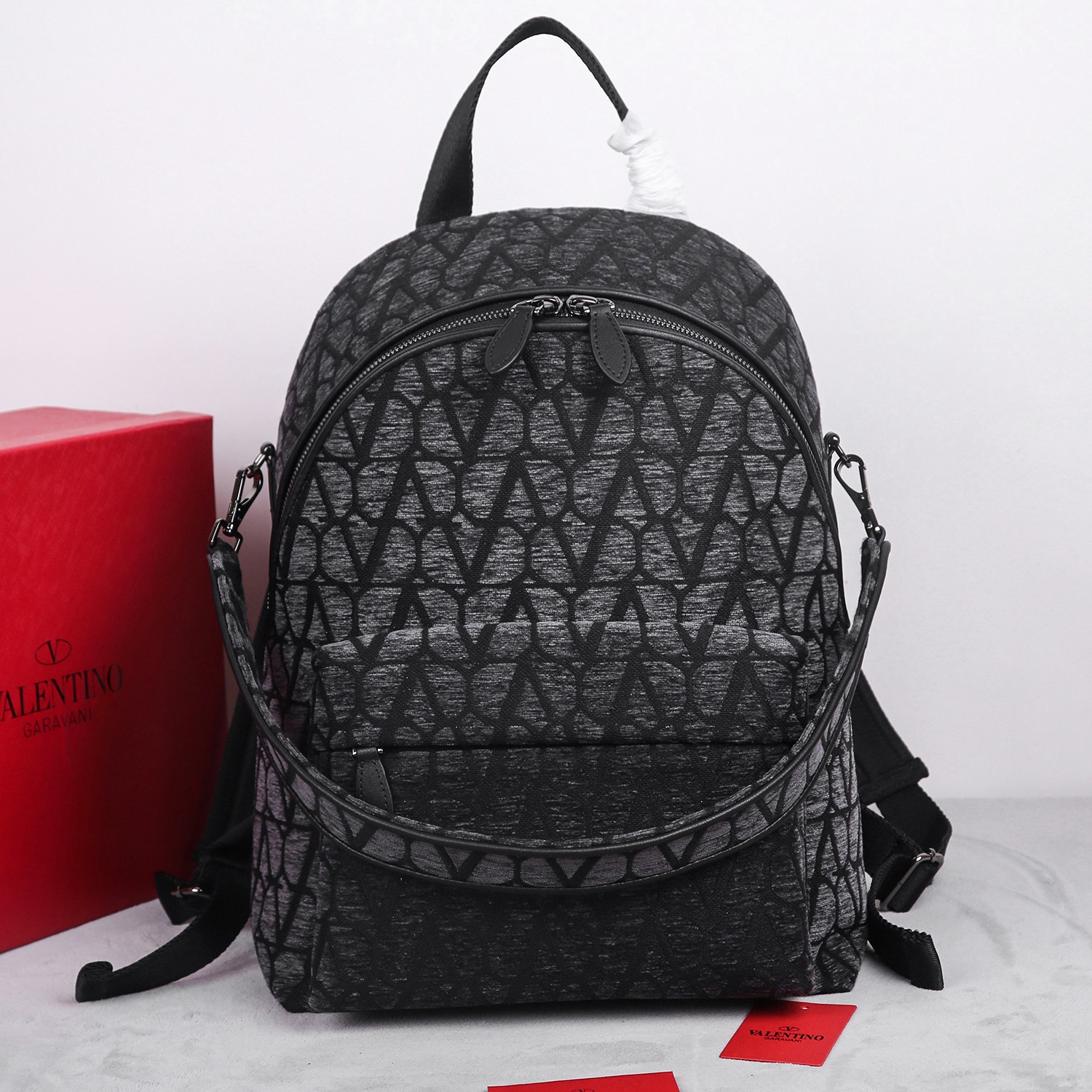 [TOP] VALENTINO Toile Iconographe Zip-Up Backpack 30×40×23 cm-2 Colors
