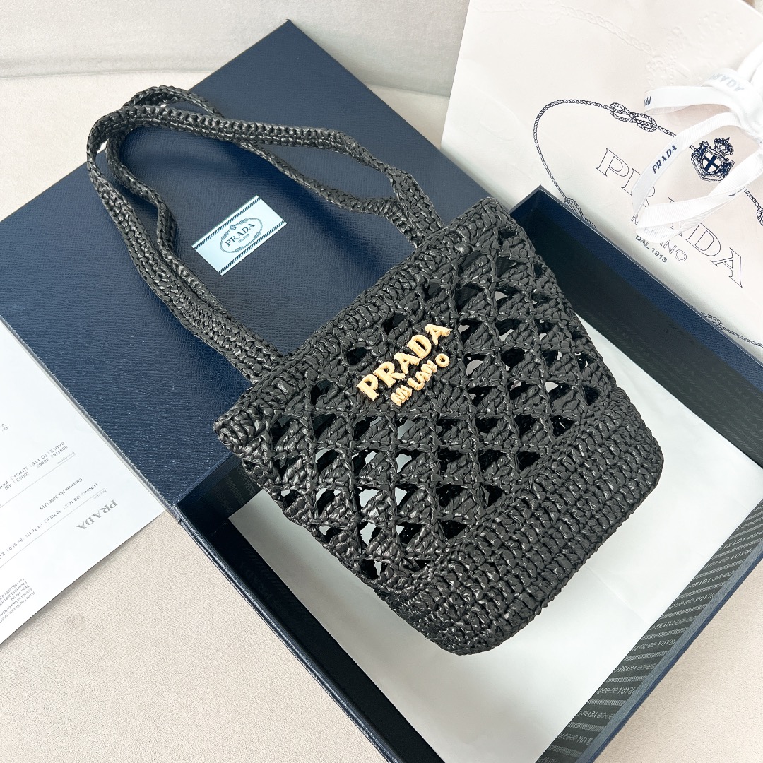 [TOP] PRADA Crochet Tote Bag 16.5×18×10cm - 3 Colors