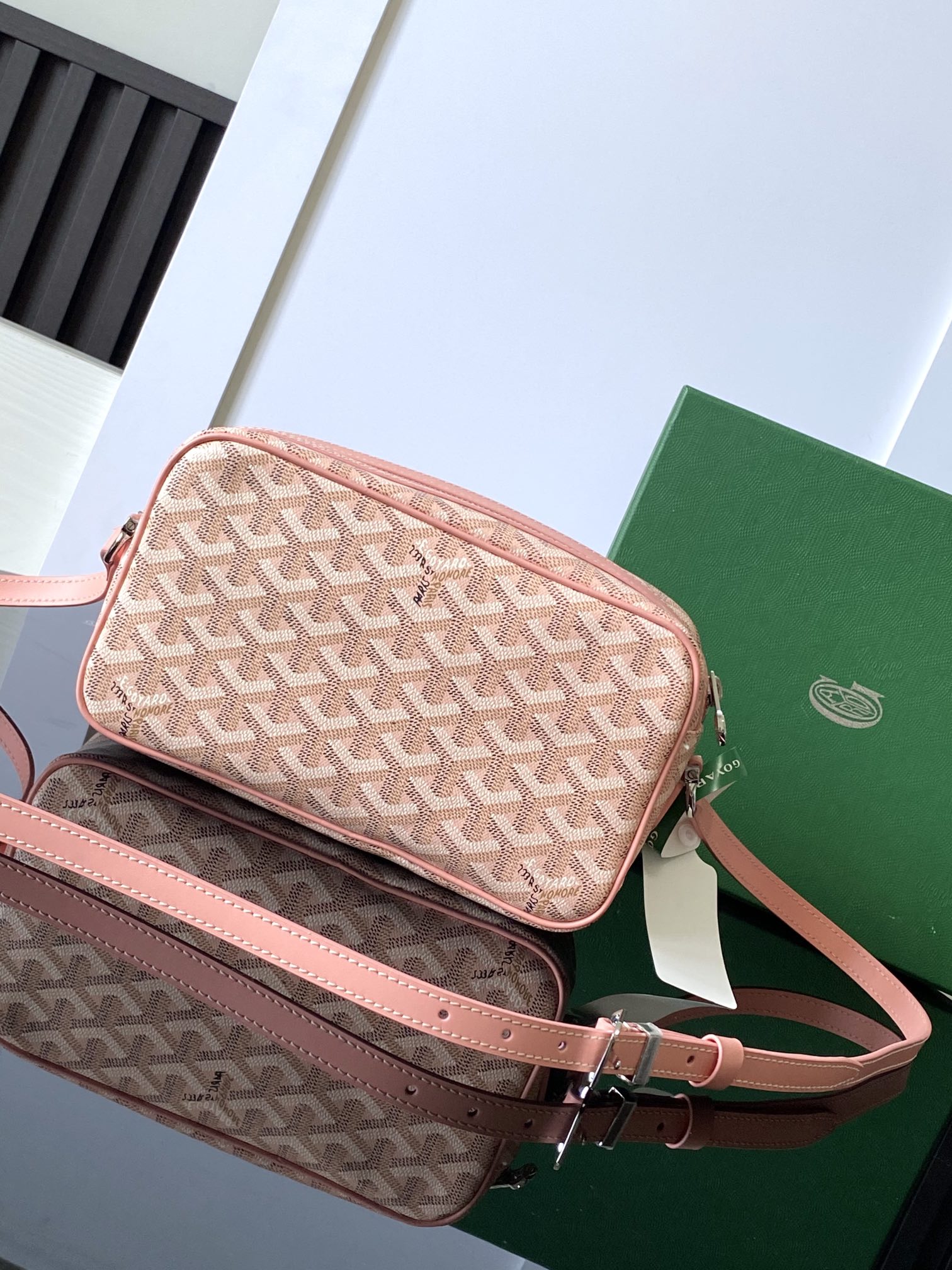 [TOP] Goyard Cap Vert Presbyard Full Print Crossbody Bag 13 x 6.5 x 22 cm - Pink