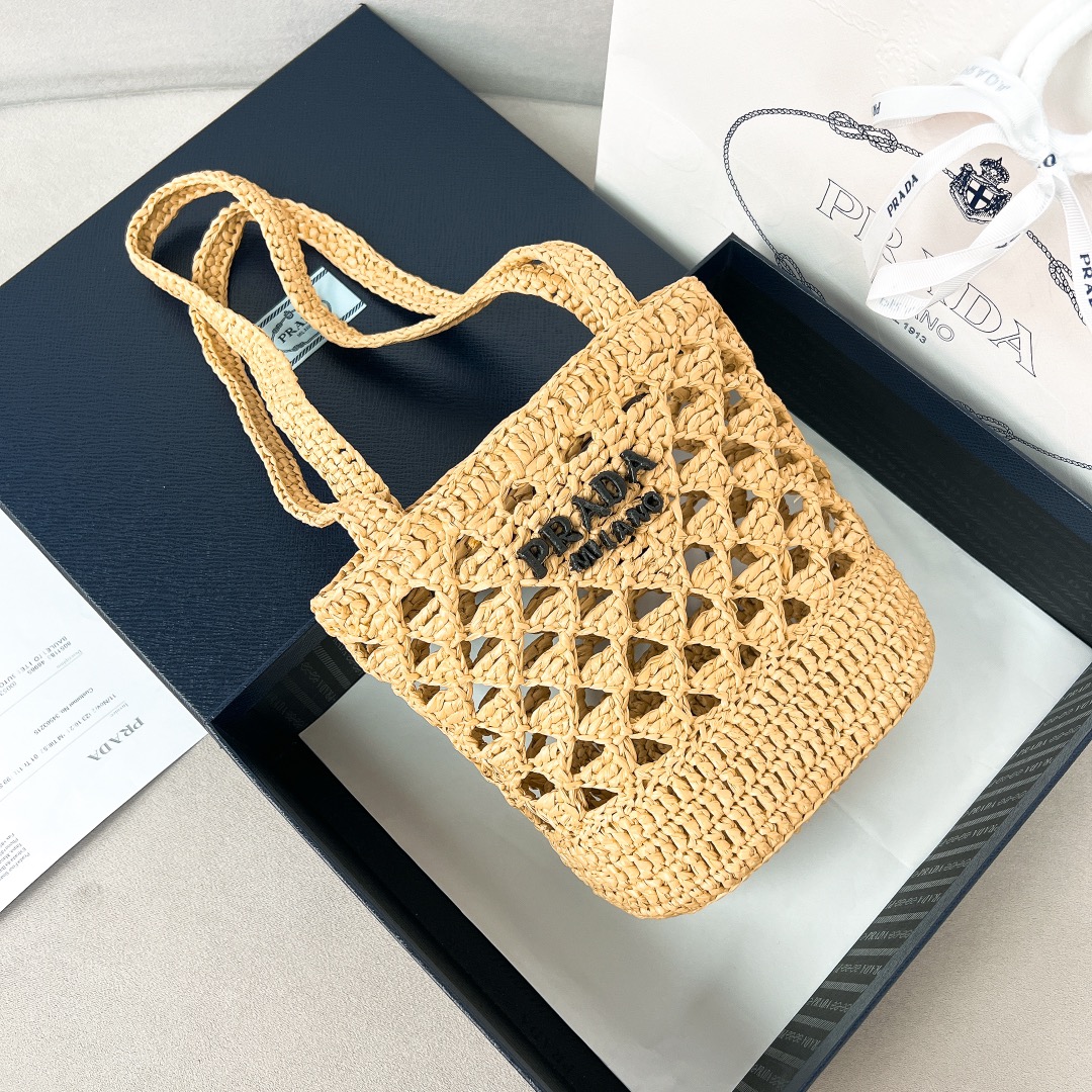 [TOP] PRADA Crochet Tote Bag 16.5×18×10cm - 3 Colors