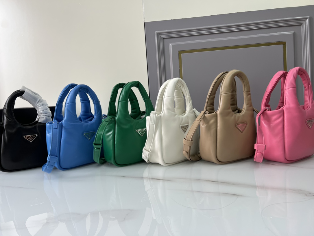 [TOP] PRADA Triangle Logo Plaque Tote Bag 18x15.5x10 cm - 6 Colors