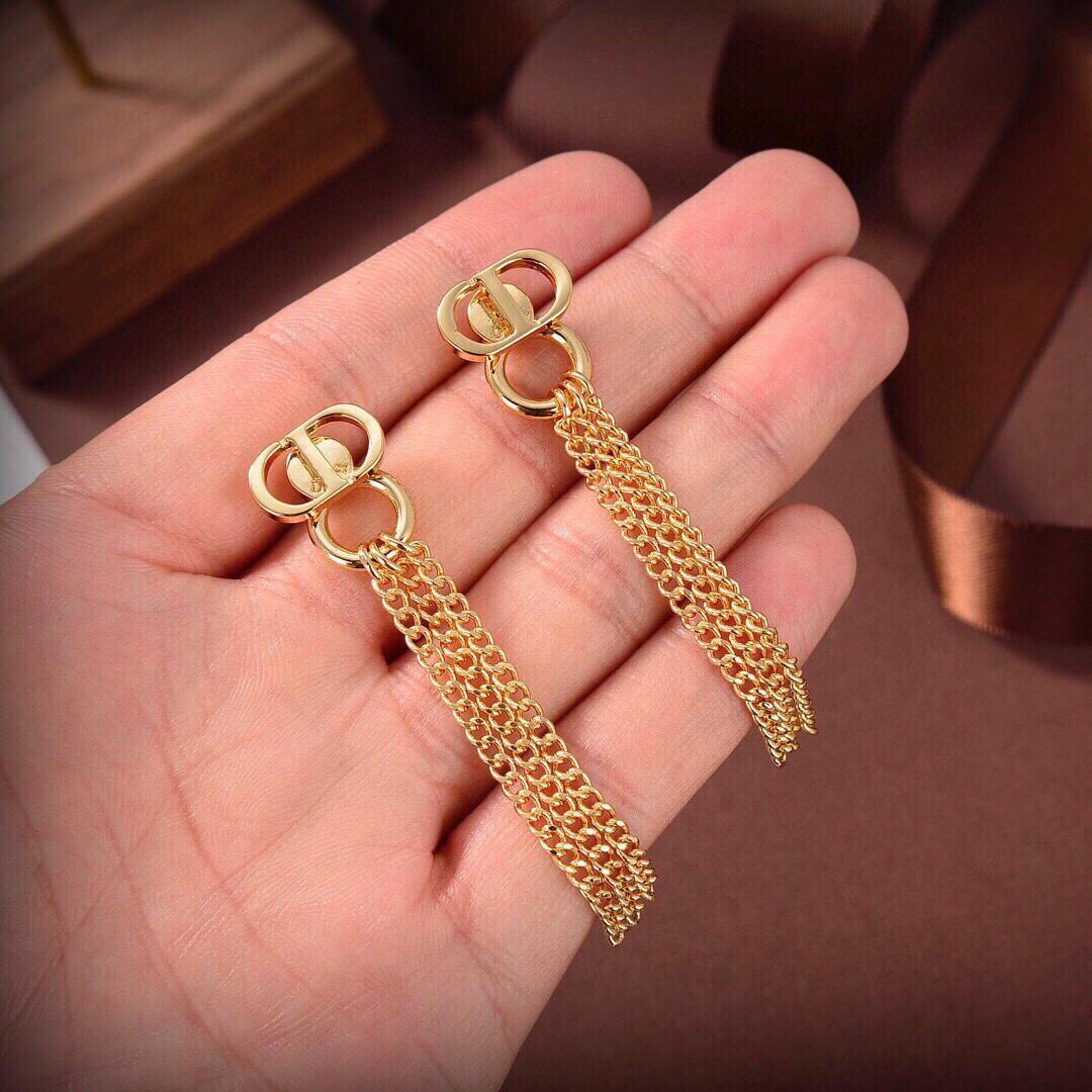 [TOP]Christian Dior Tassel Earrings-Gold