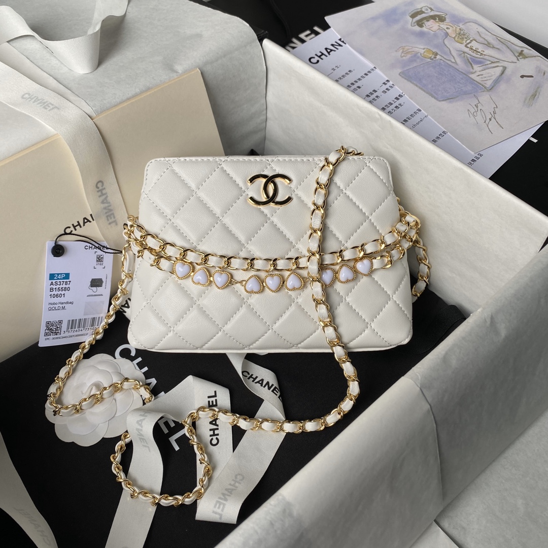 [TOP] CHANEL Hobo Bag with Heart Chain 13x19×8cm - 4 Color