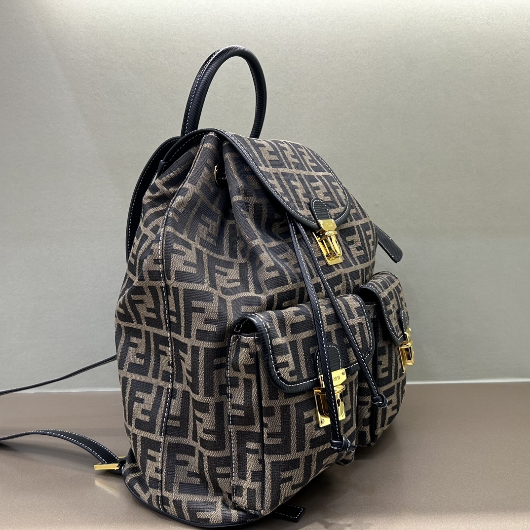 [TOP] FENDI Monogram Backpack 32x5x38cm - Brown