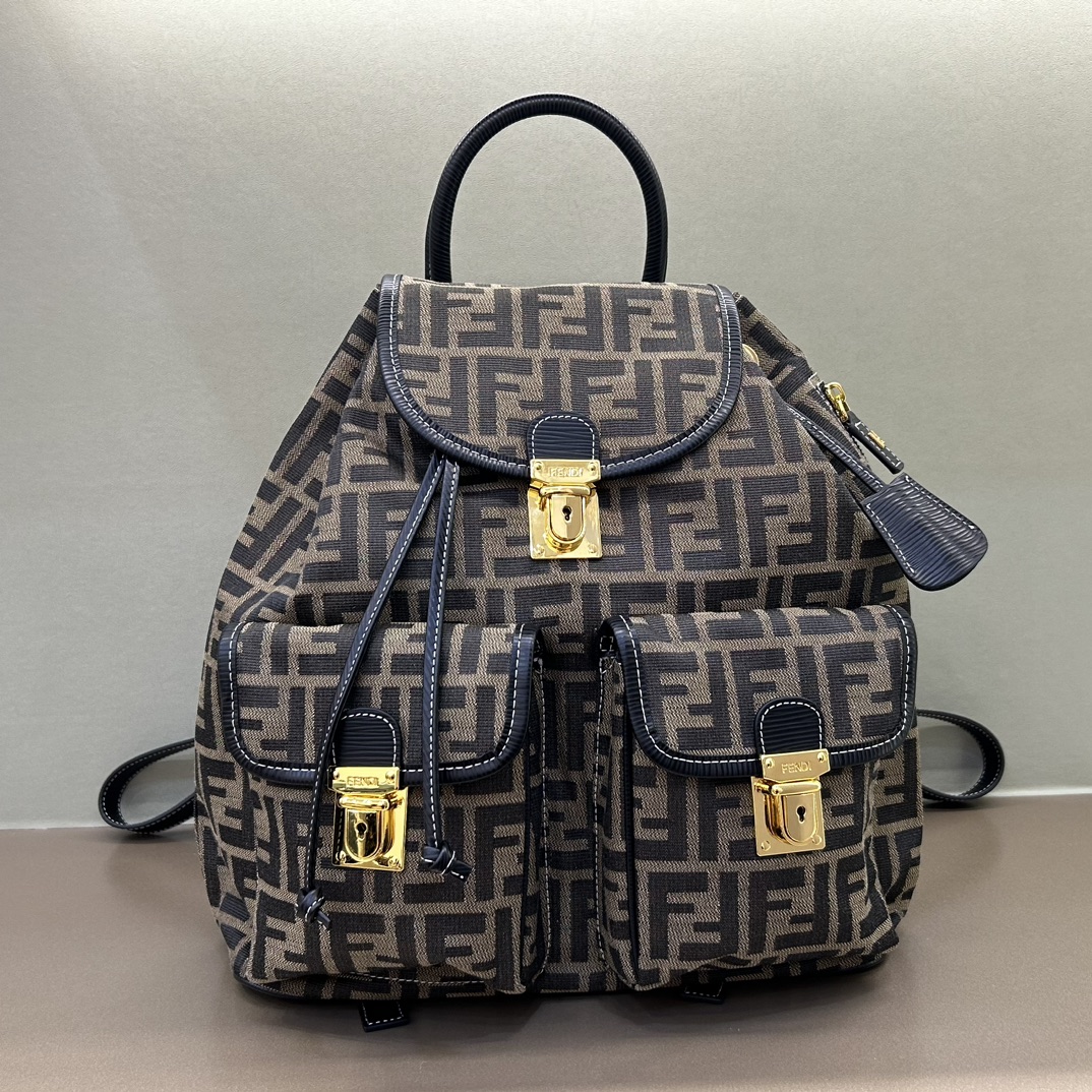 [TOP] FENDI Monogram Backpack 32x5x38cm - Brown