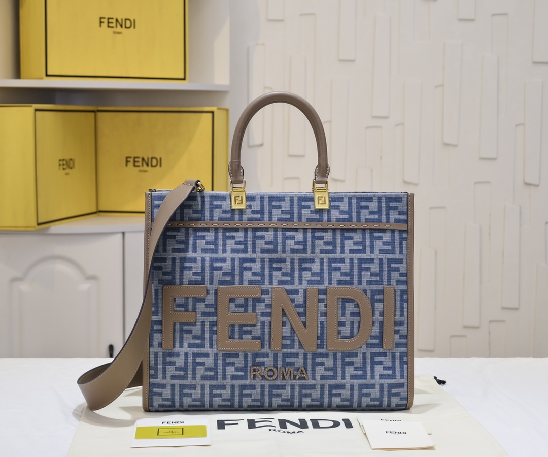 [TOP] FENDI Sunshine Tote Bag 3 size - Denim
