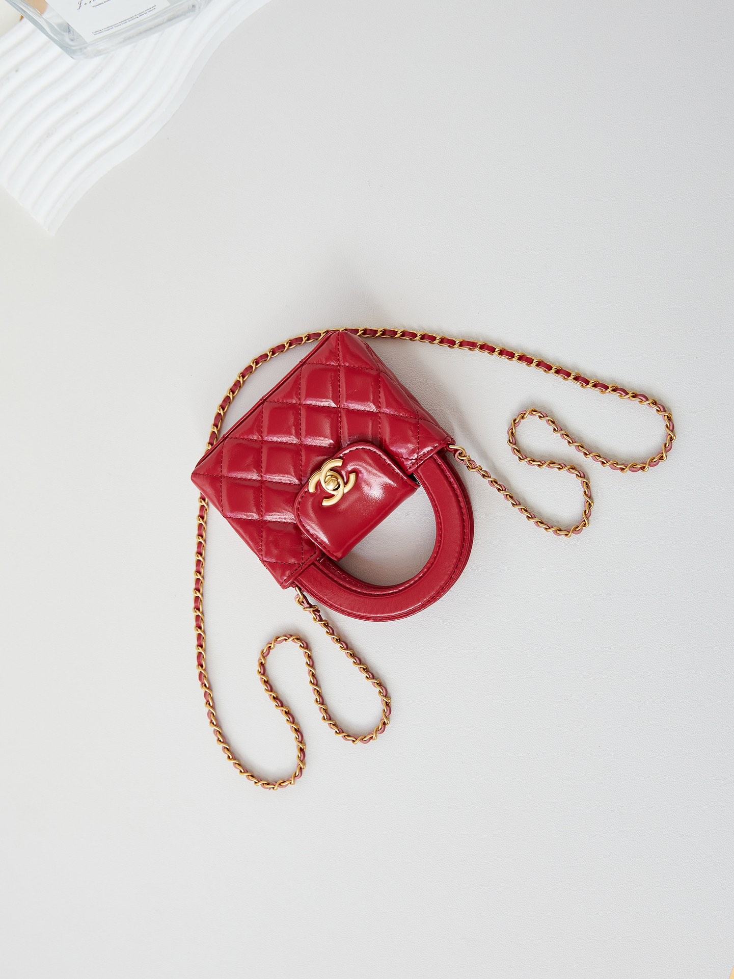 [TOP] CHANEL Kelly Chain Bag 8.3x12.5x4 cm - Red