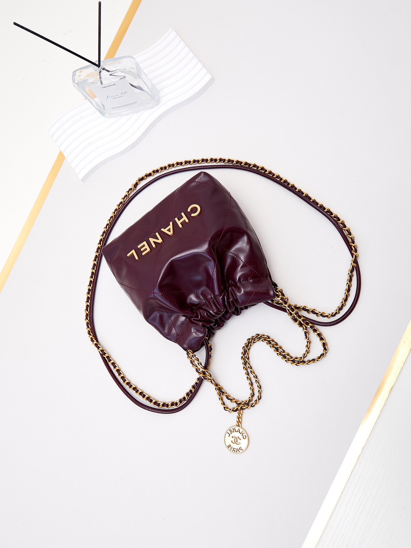 [TOP] CHANEL 22 Bag Mini 19x20x6cm - Dark Red