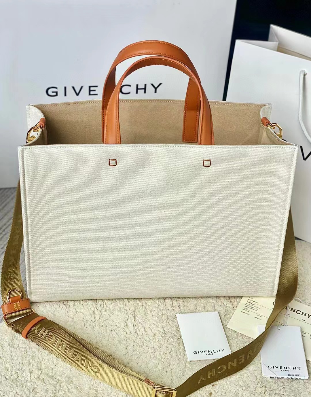 [Top] GIVENCHY G Tote Bag 19×8×16 cm/37×13×26 cm - White