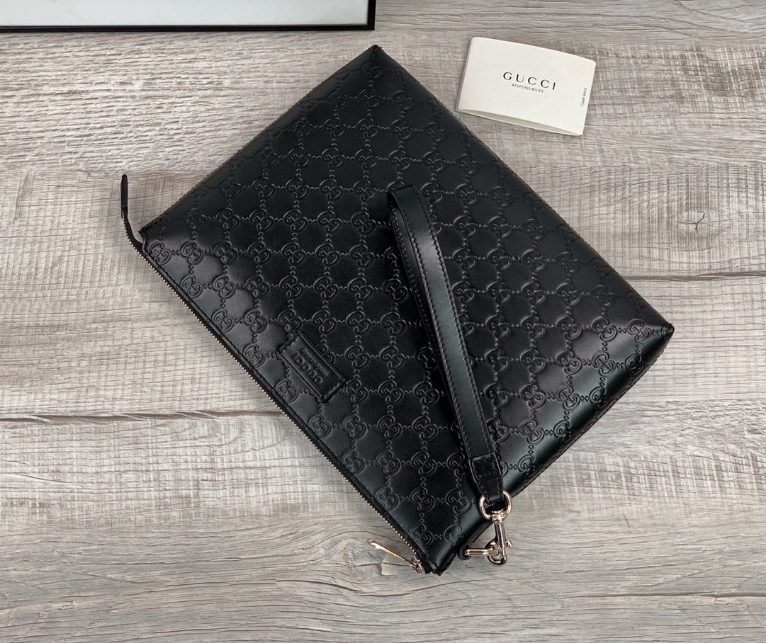 [TOP] GUCCI Men's GG Hand-held Briefcase 30x23x4cm - Black