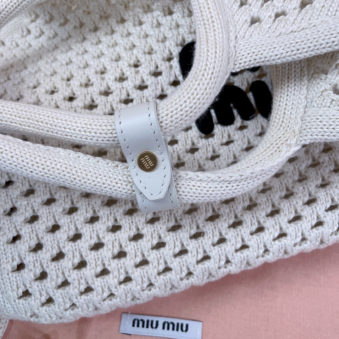 [TOP] Miu Miu Hollow Woven Tote Bag 28X 26X12.5cm