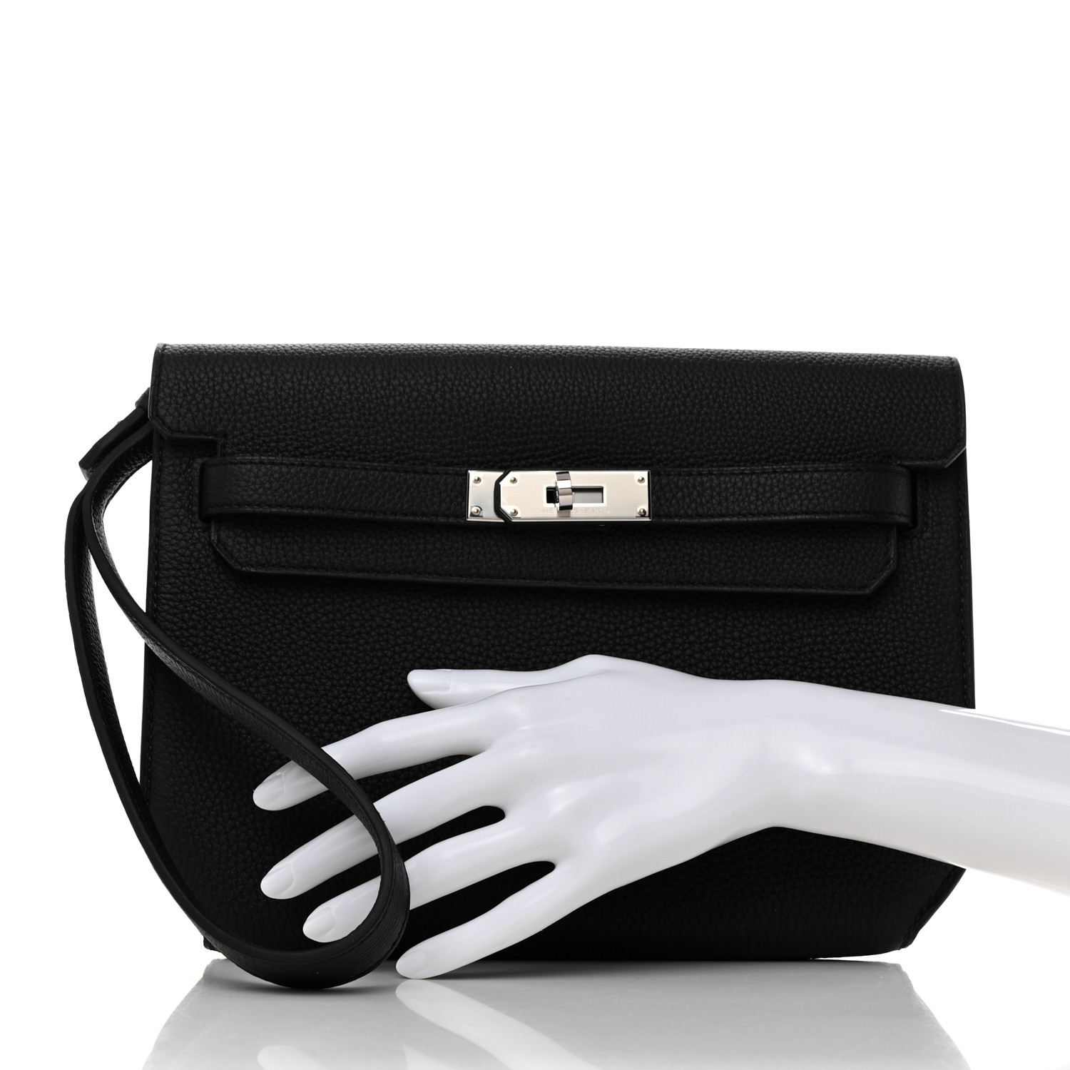 [TOP] HERMES Kelly Depeches Bag Togo Calfskin Leather 25CM - Black & SHW