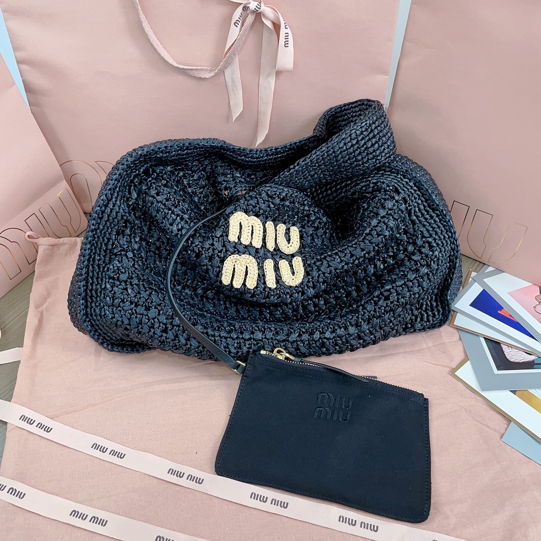 [TOP] Miu Miu Woven Bag 44*31.5*8cm - Black