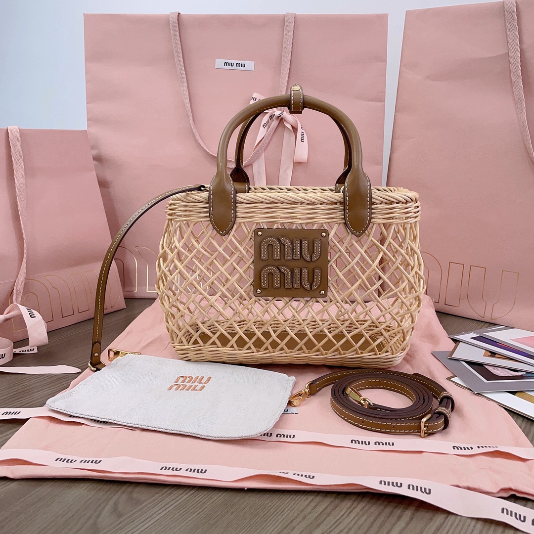 [TOP] Miu Miu Weaving Hollow Vegetable Baskets 24 X 18 X 9 cm