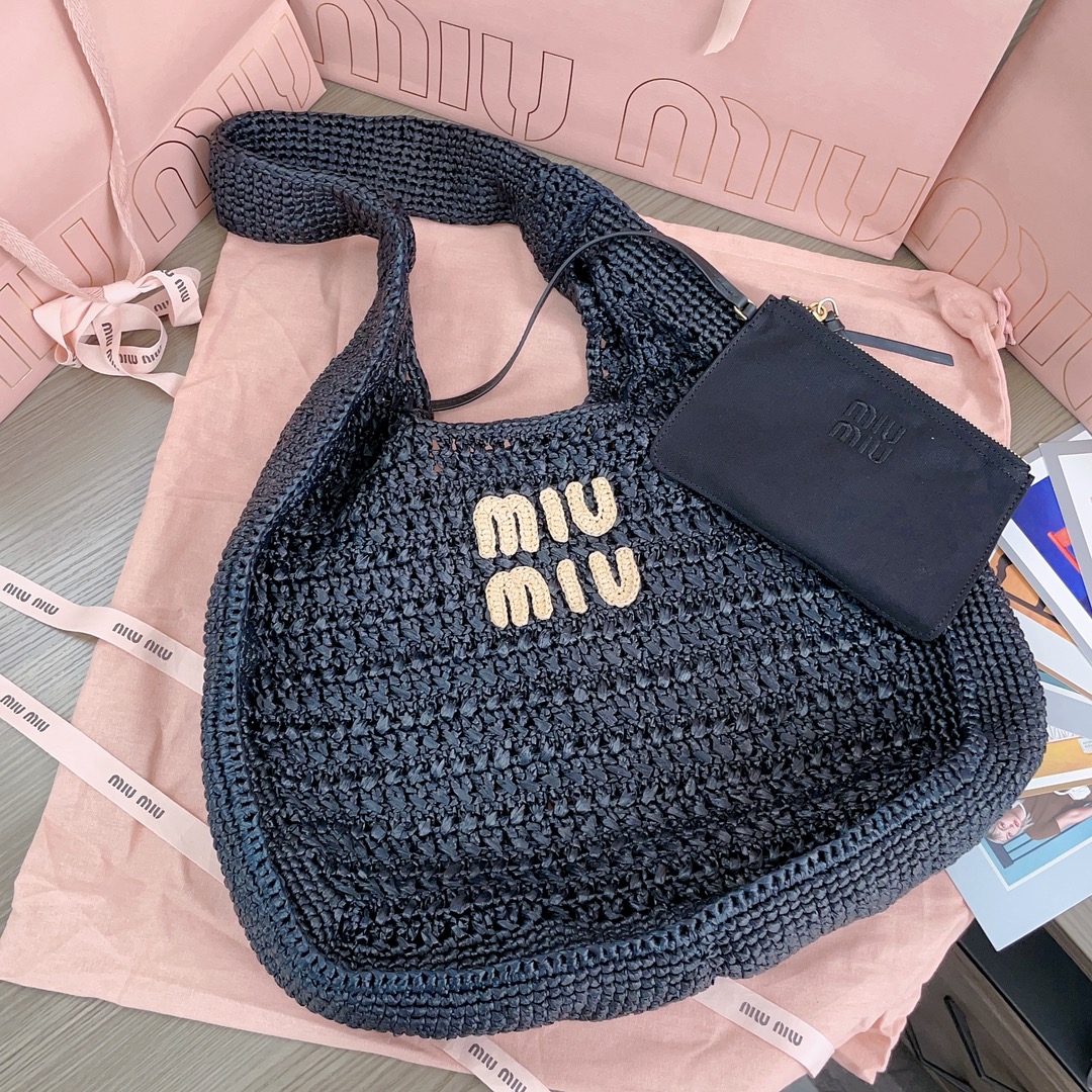 [TOP] Miu Miu Woven Bag 44*31.5*8cm - Black