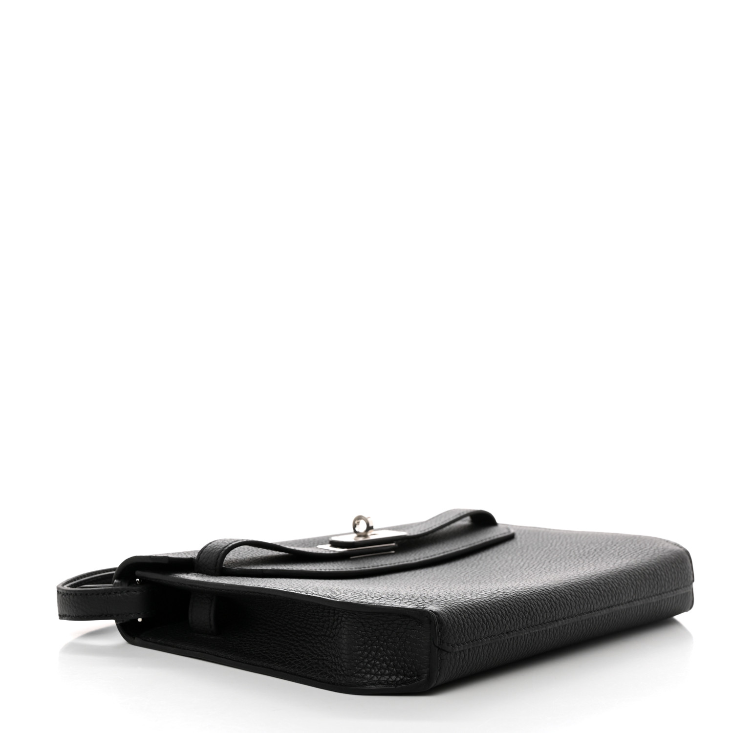 [TOP] HERMES Kelly Depeches Bag Togo Calfskin Leather 25CM - Black & SHW