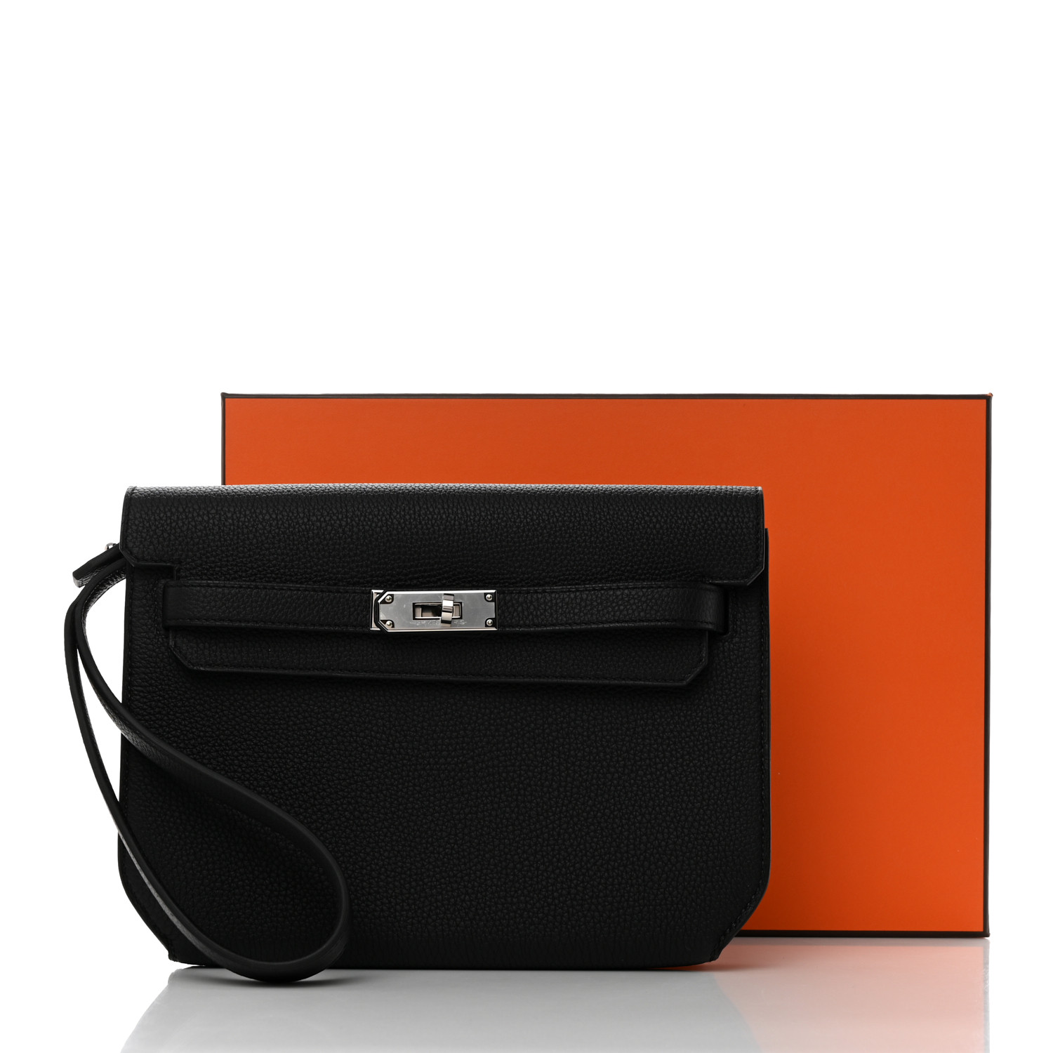 [TOP] HERMES Kelly Depeches Bag Togo Calfskin Leather 25CM - Black & SHW