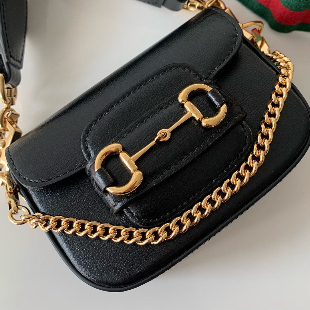 [TOP] GUCCI Horsebit 1955 Bag 12x9x4cm - Black