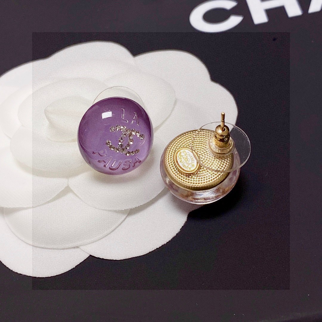 [TOP] CHANEL CC Earrings-Purple