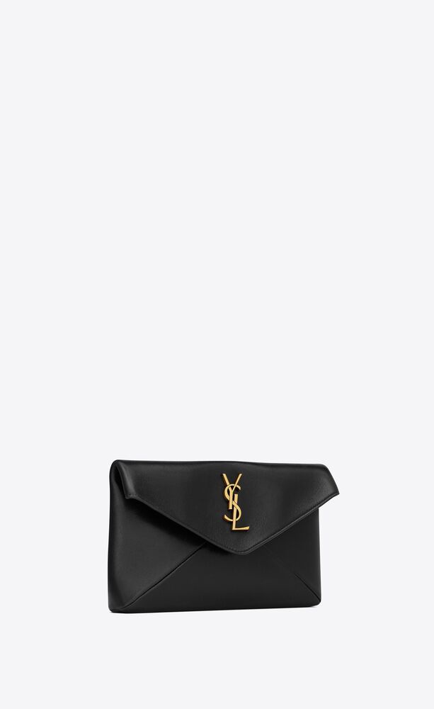 [TOP] Yves Saint Laurent YSL Le Envelope Clutch 21.4×14×4cm - Black