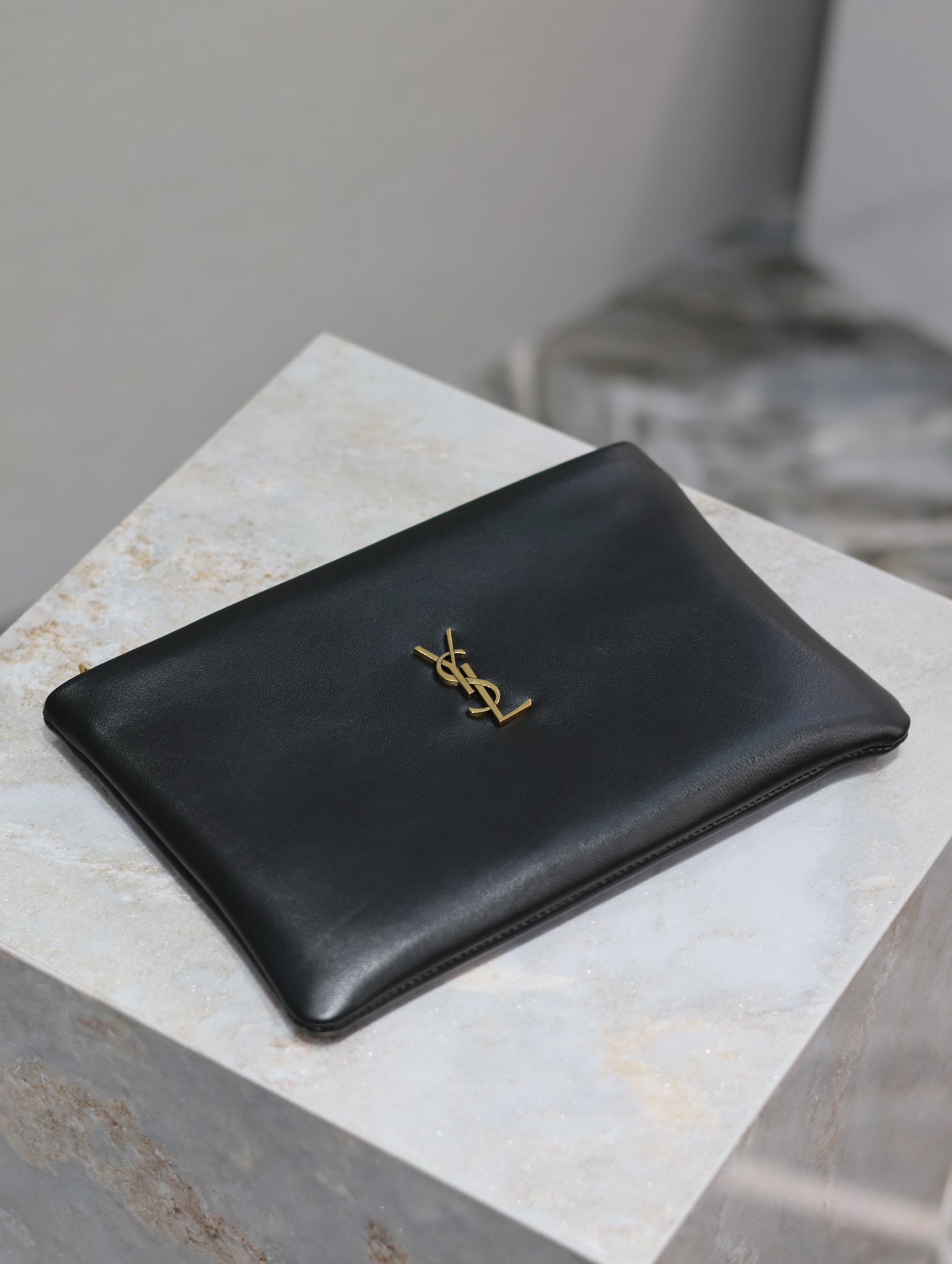 [TOP] Yves Saint Laurent YSL Le Calypso Cosmetic Bag 23×16×3cm/30x15x3.5cm/30x22x3cm - Black