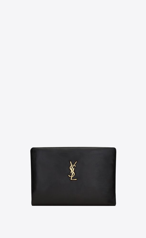 [TOP] Yves Saint Laurent YSL Le Calypso Cosmetic Bag 23×16×3cm/30x15x3.5cm/30x22x3cm - Black