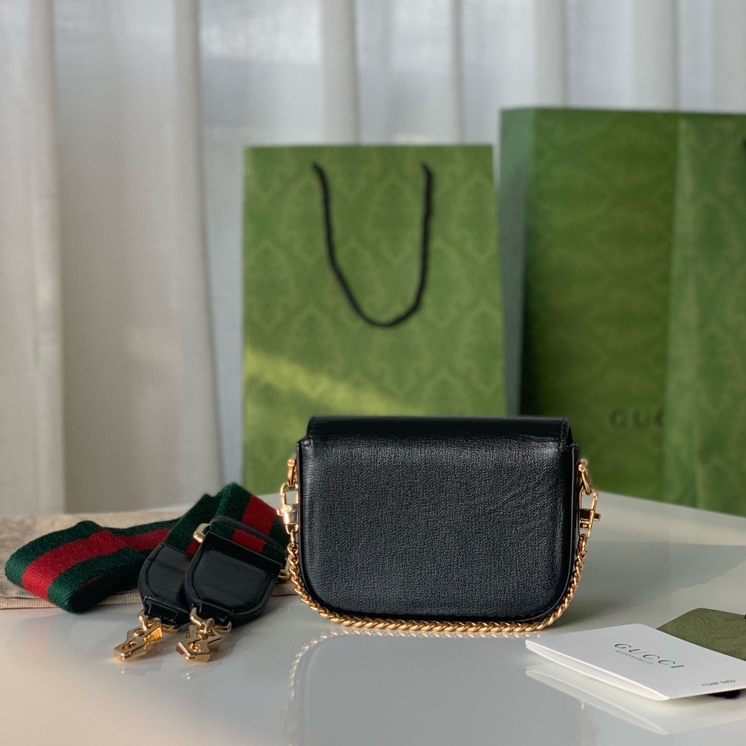 [TOP] GUCCI Horsebit 1955 Bag 12x9x4cm - Black