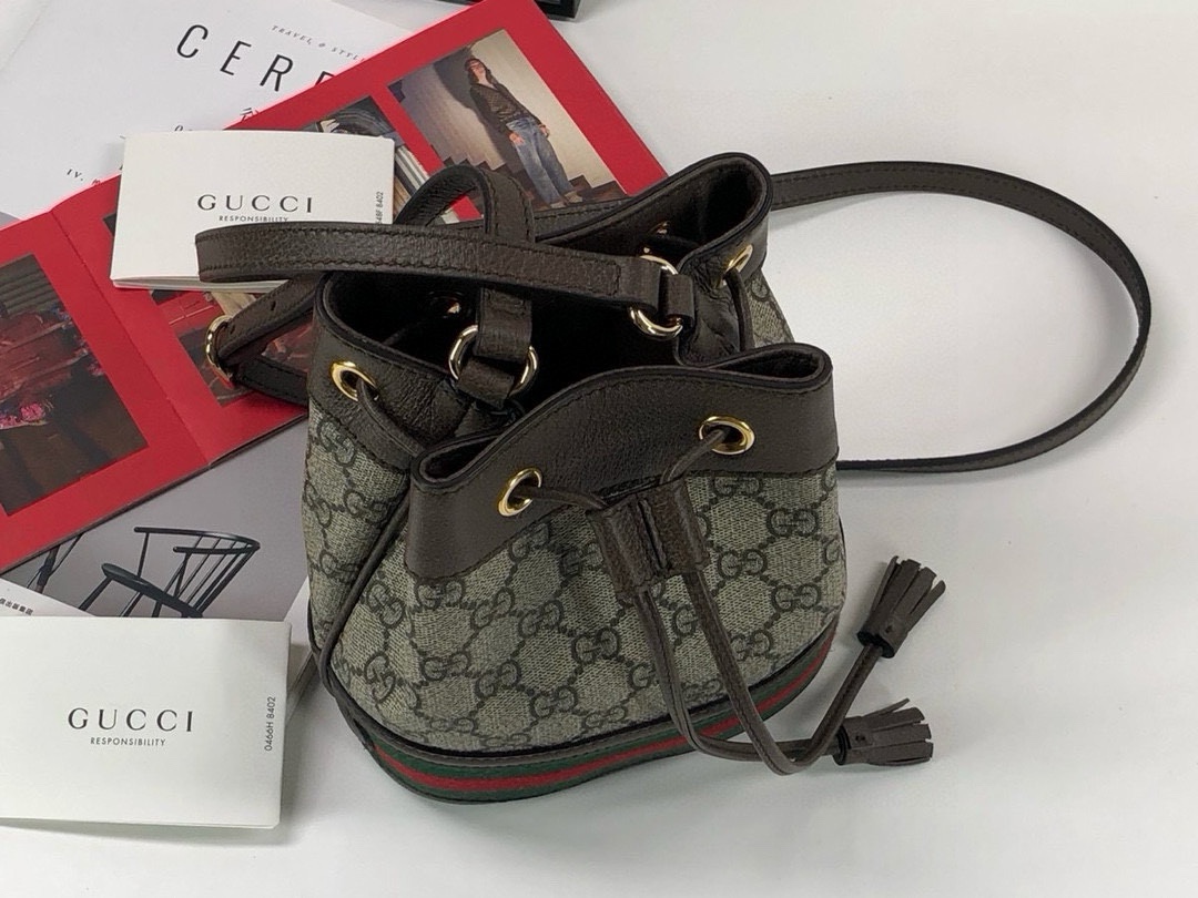 [TOP] GUCCI Ophidia Bucket Bag 15.5X19X9cm/20.5x26x11cm