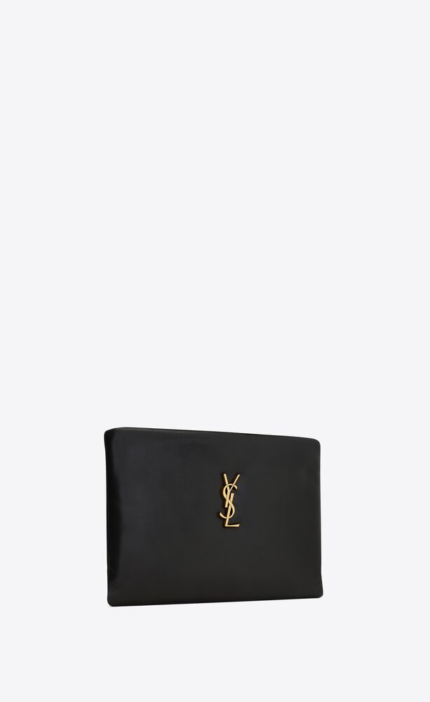 [TOP] Yves Saint Laurent YSL Le Calypso Cosmetic Bag 23×16×3cm/30x15x3.5cm/30x22x3cm - Black
