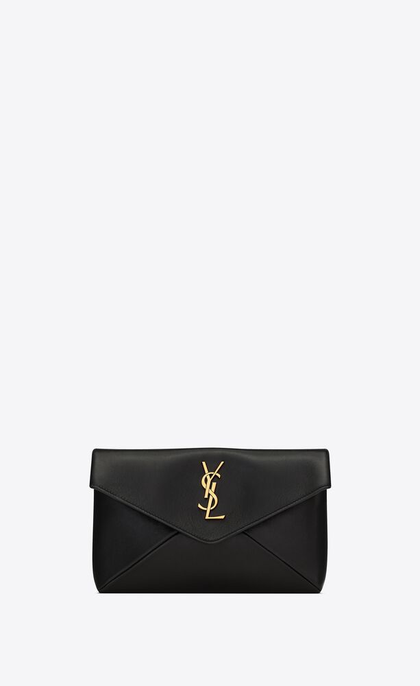 [TOP] Yves Saint Laurent YSL Le Envelope Clutch 21.4×14×4cm - Black
