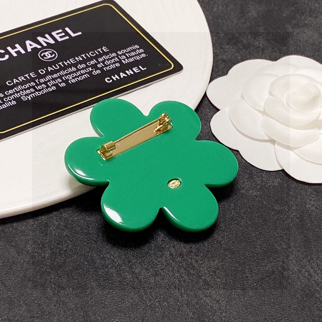 [TOP] CHANEL Flower Brooch-Green