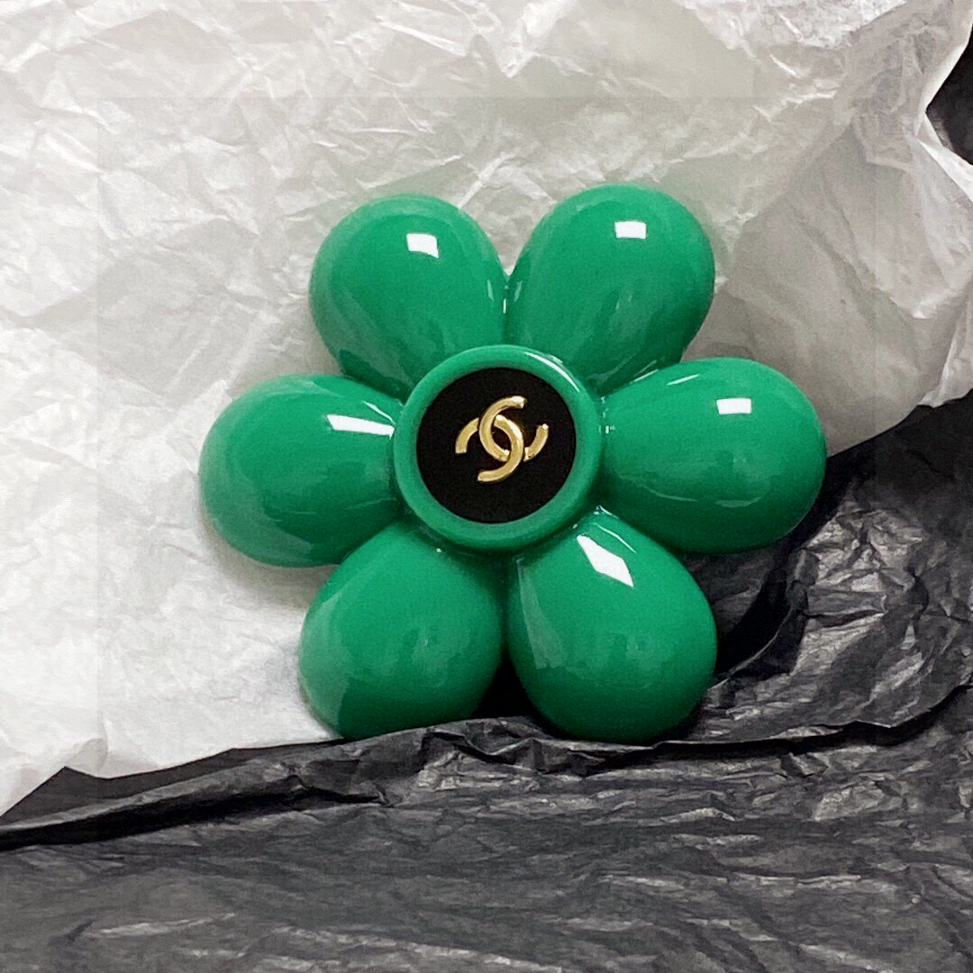 [TOP] CHANEL Flower Brooch-Green