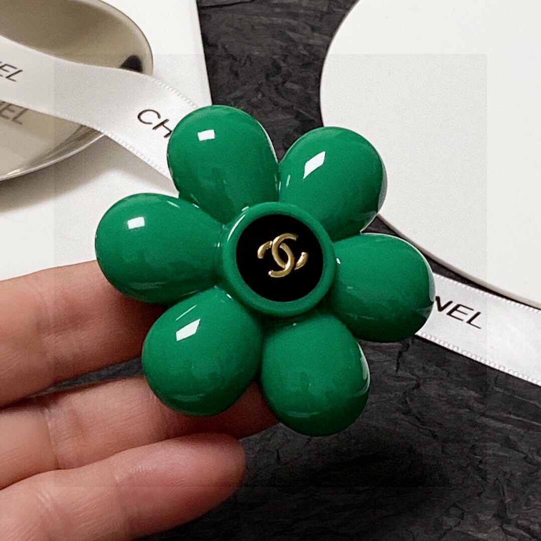 [TOP] CHANEL Flower Brooch-Green
