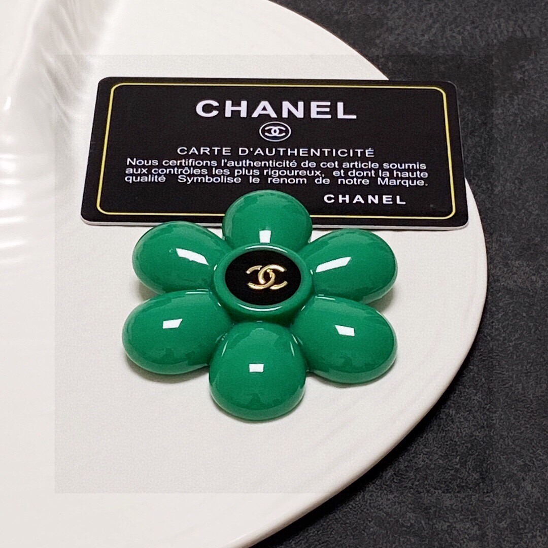 [TOP] CHANEL Flower Brooch-Green