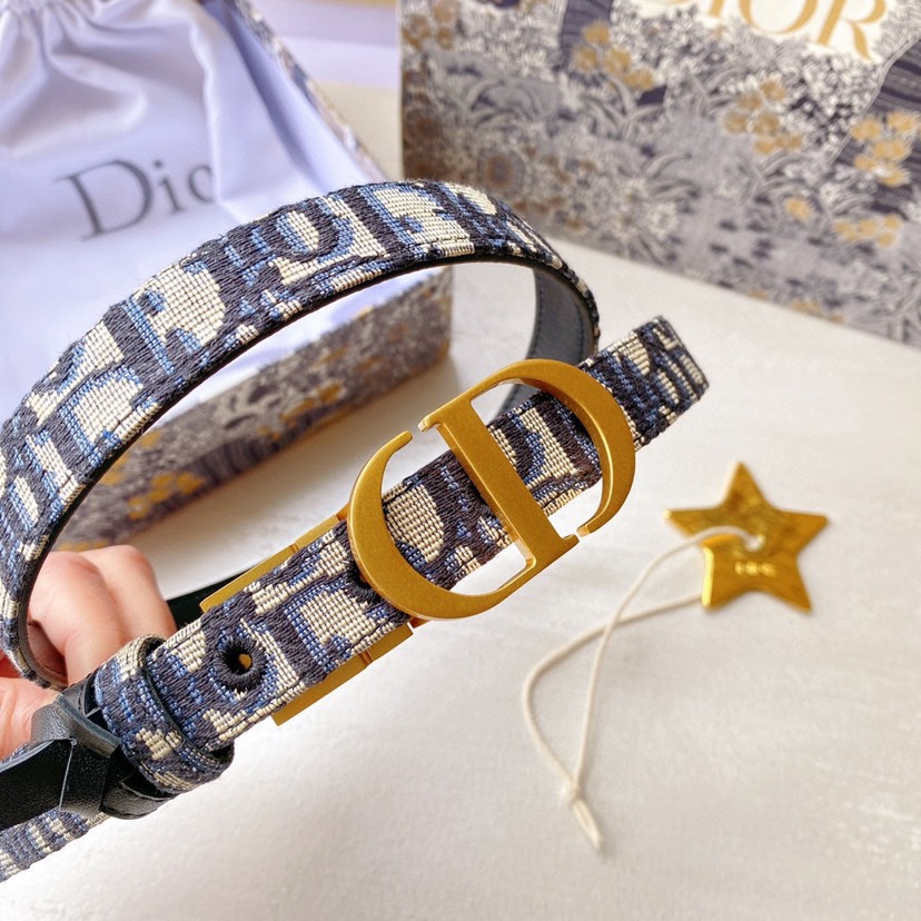 [TOP] Christian Dior Belt 2CM - Blue
