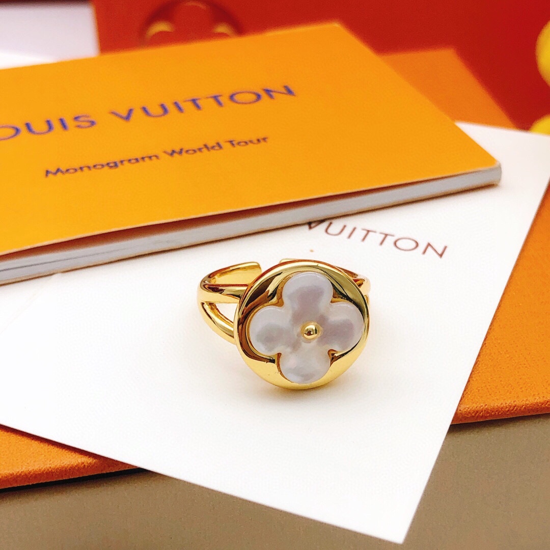 [TOP] Louis Vuitton LV White Fritillary Flower Ring