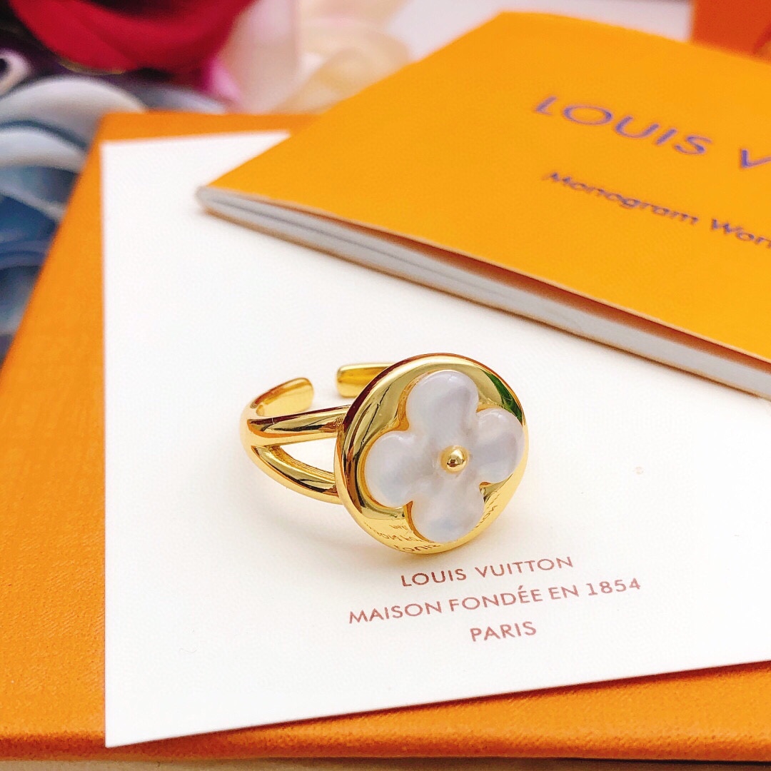 [TOP] Louis Vuitton LV White Fritillary Flower Ring
