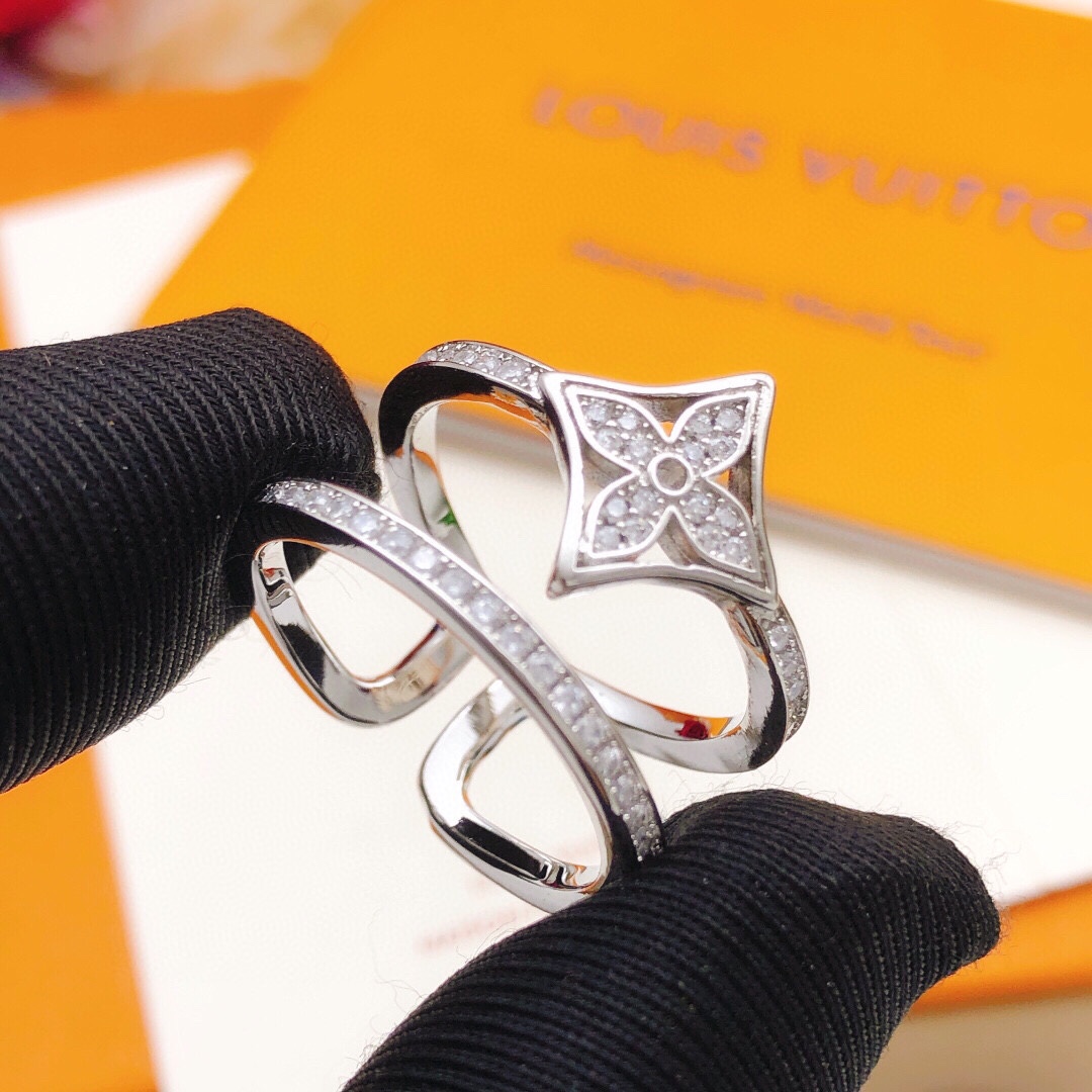 [TOP] Louis Vuitton LV  Diamond Ring-Sliver