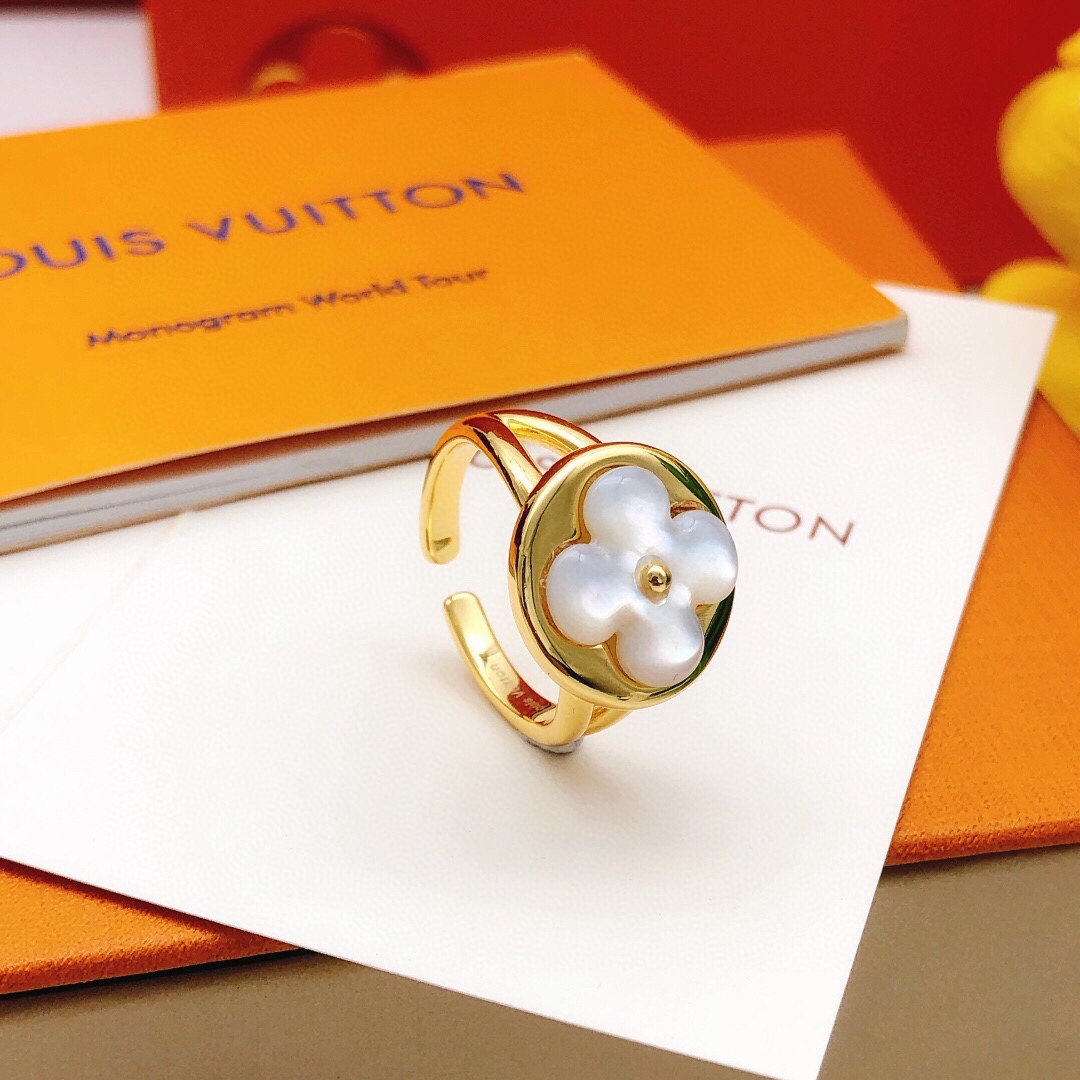 [TOP] Louis Vuitton LV White Fritillary Flower Ring