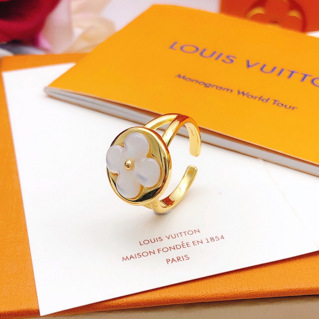 [TOP] Louis Vuitton LV White Fritillary Flower Ring
