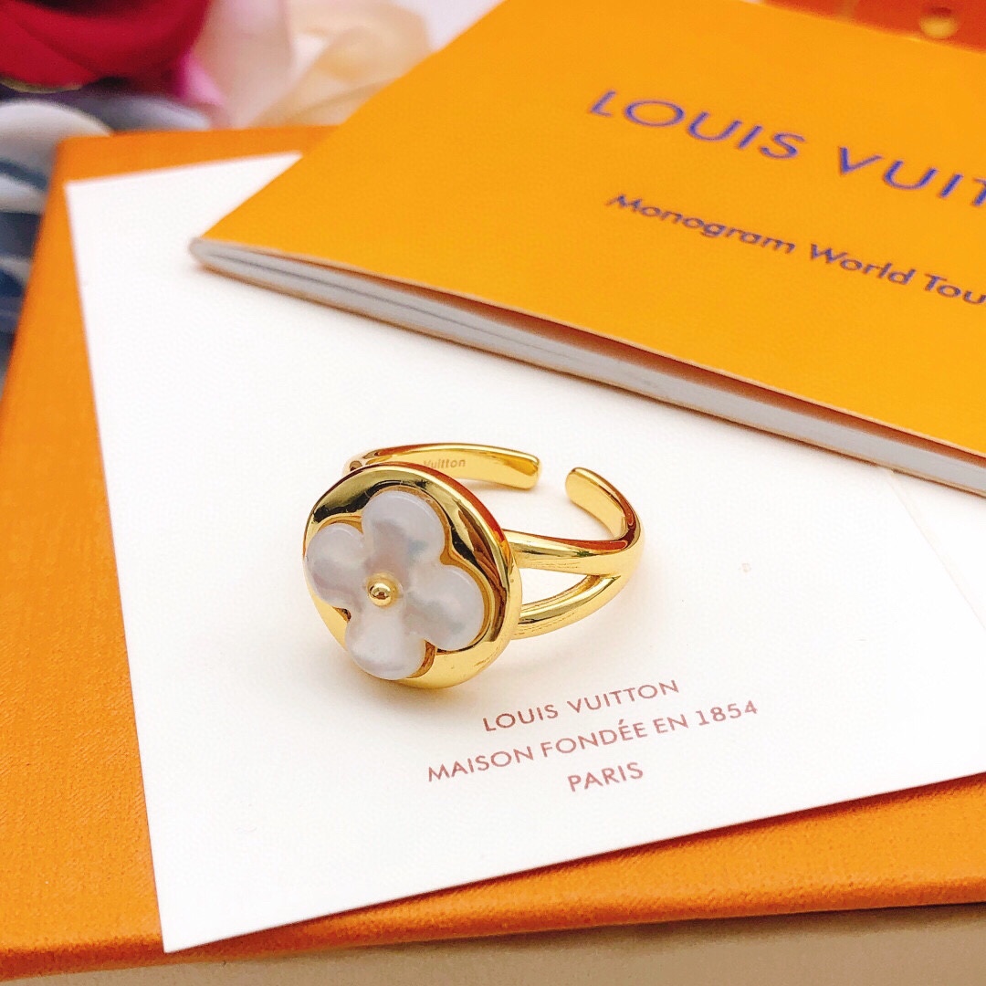 [TOP] Louis Vuitton LV White Fritillary Flower Ring