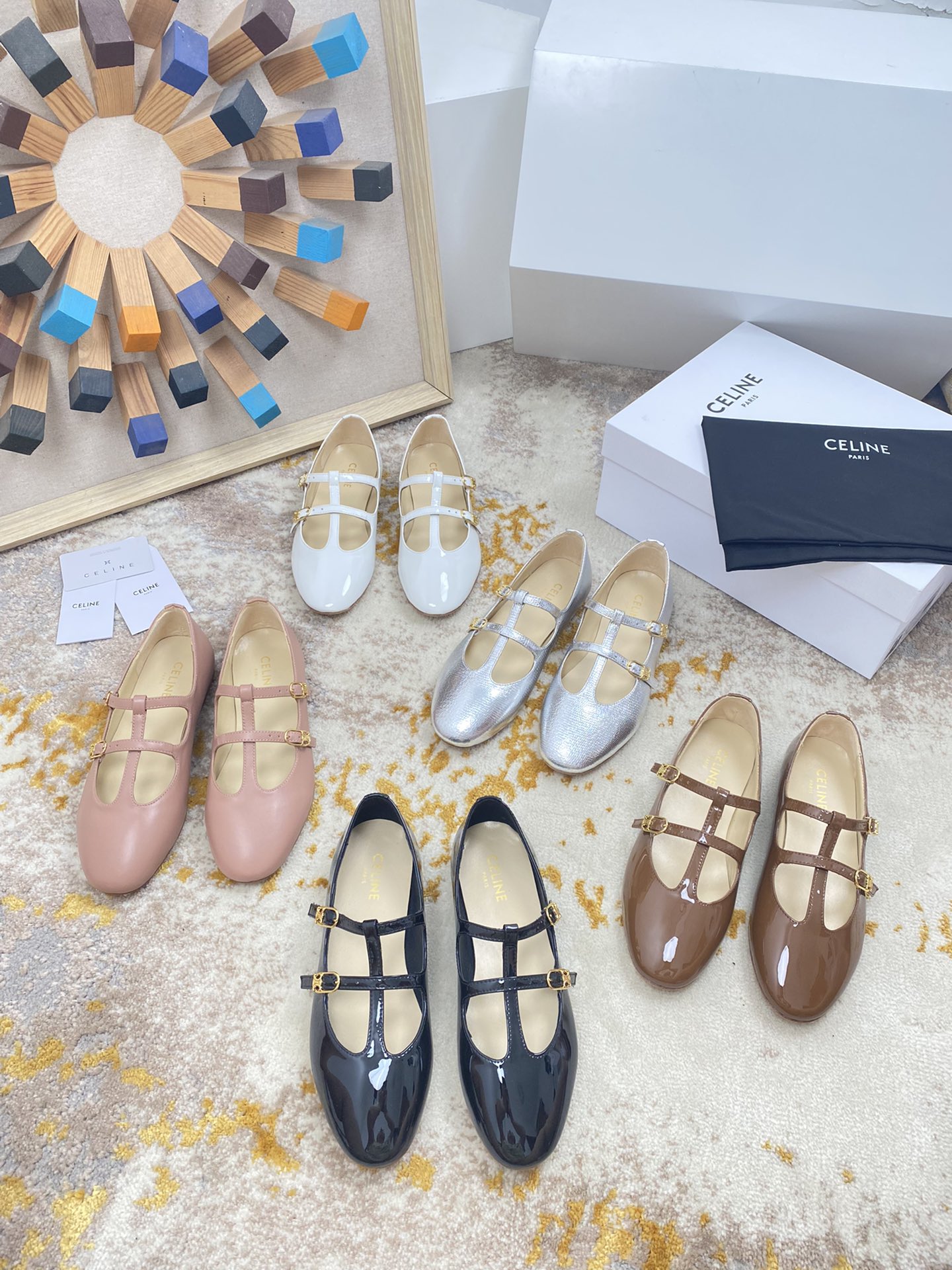 [TOP] CELINE Cowhide Mary Jane Shoes - 5 Colors