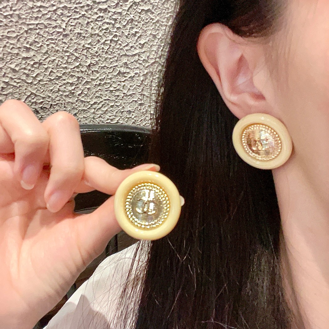 [TOP] CHANEL CC Round Earrings-3 Colors