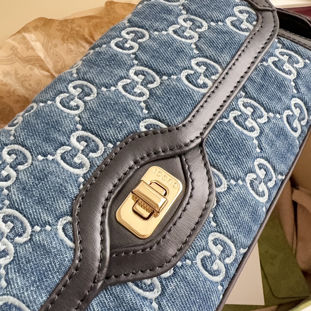 [TOP] GUCCI Lido Bag 27.5x12.5x6.5cm - Denim
